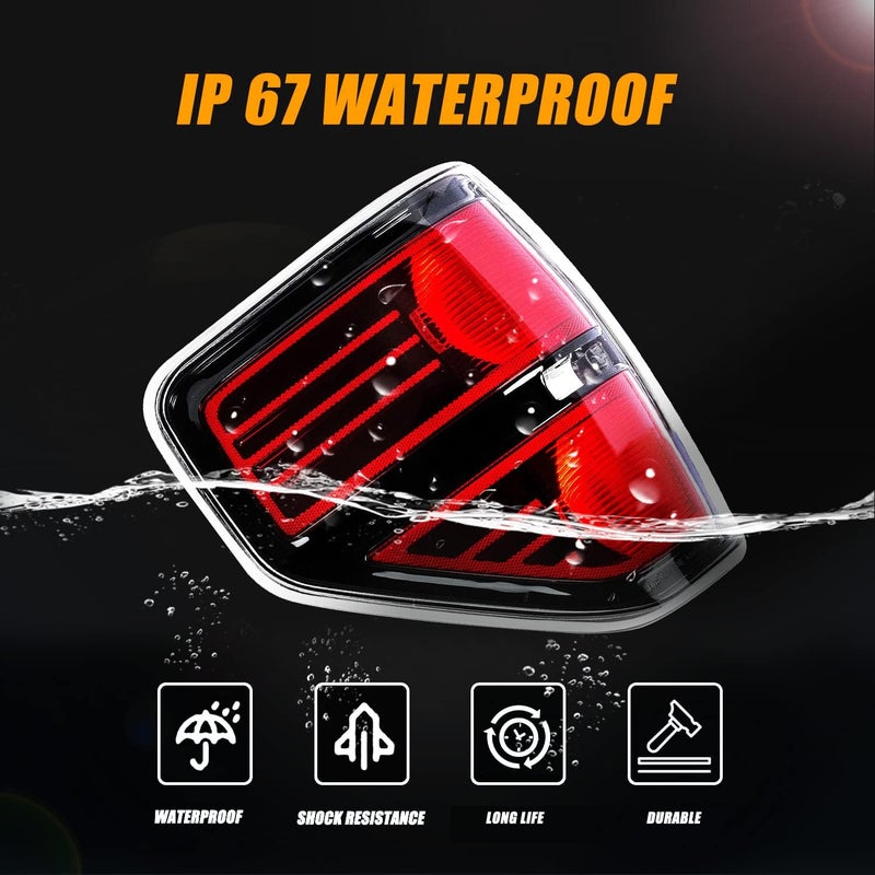 RANSOTO Tail Light Compatible with Ford F150 F-150 2009 2010 2011 2012 2013 2014 Rear Brake Lamp Taillight Left Driver and Right Passenger Side Smoked - Image 2